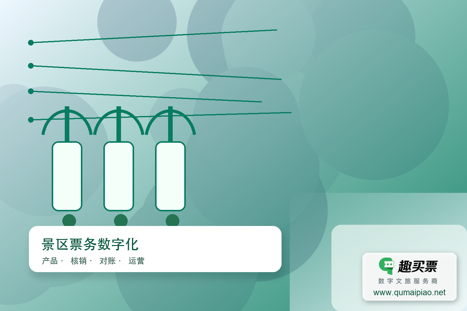 趣买票智慧系统：全渠道整合，社交购票新体验主题封面，右下角含趣买票标识与官网网址