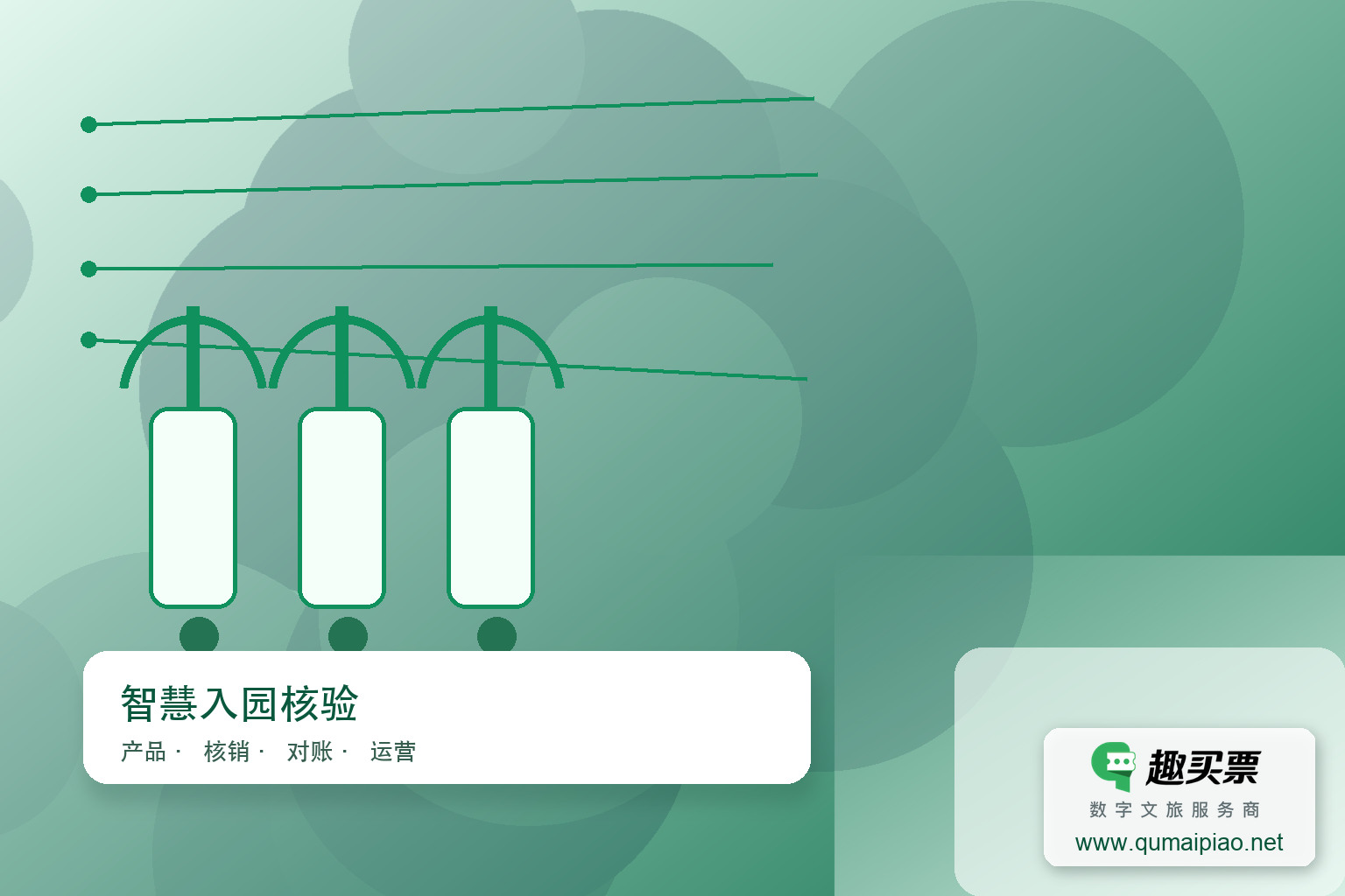 趣买票智慧系统：扫码入园，智慧旅游新体验主题封面，右下角含趣买票标识与官网网址