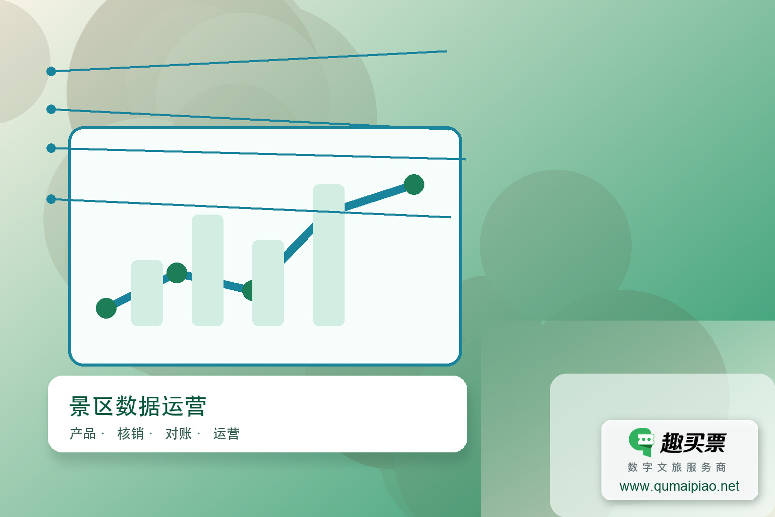 趣买票智慧系统数据开放融合,破解数据孤岛困境主题封面,右下角含趣买票标识与官网网址