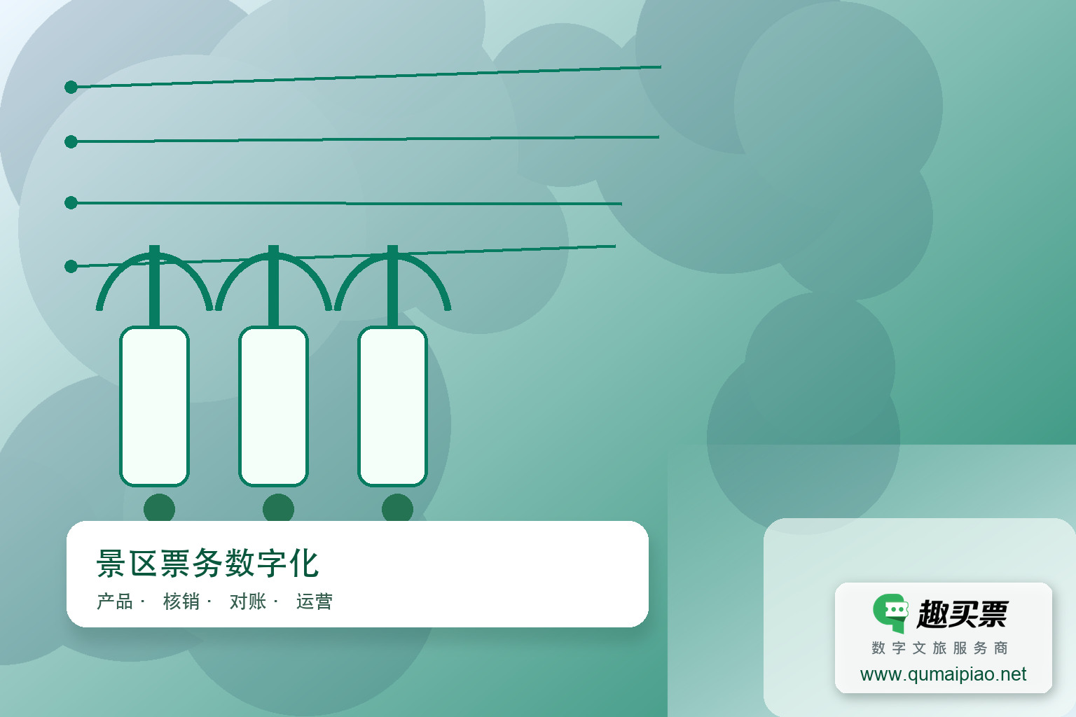 趣买票智慧系统:数字化与智能化管理新体验主题封面,右下角含趣买票标识与官网网址