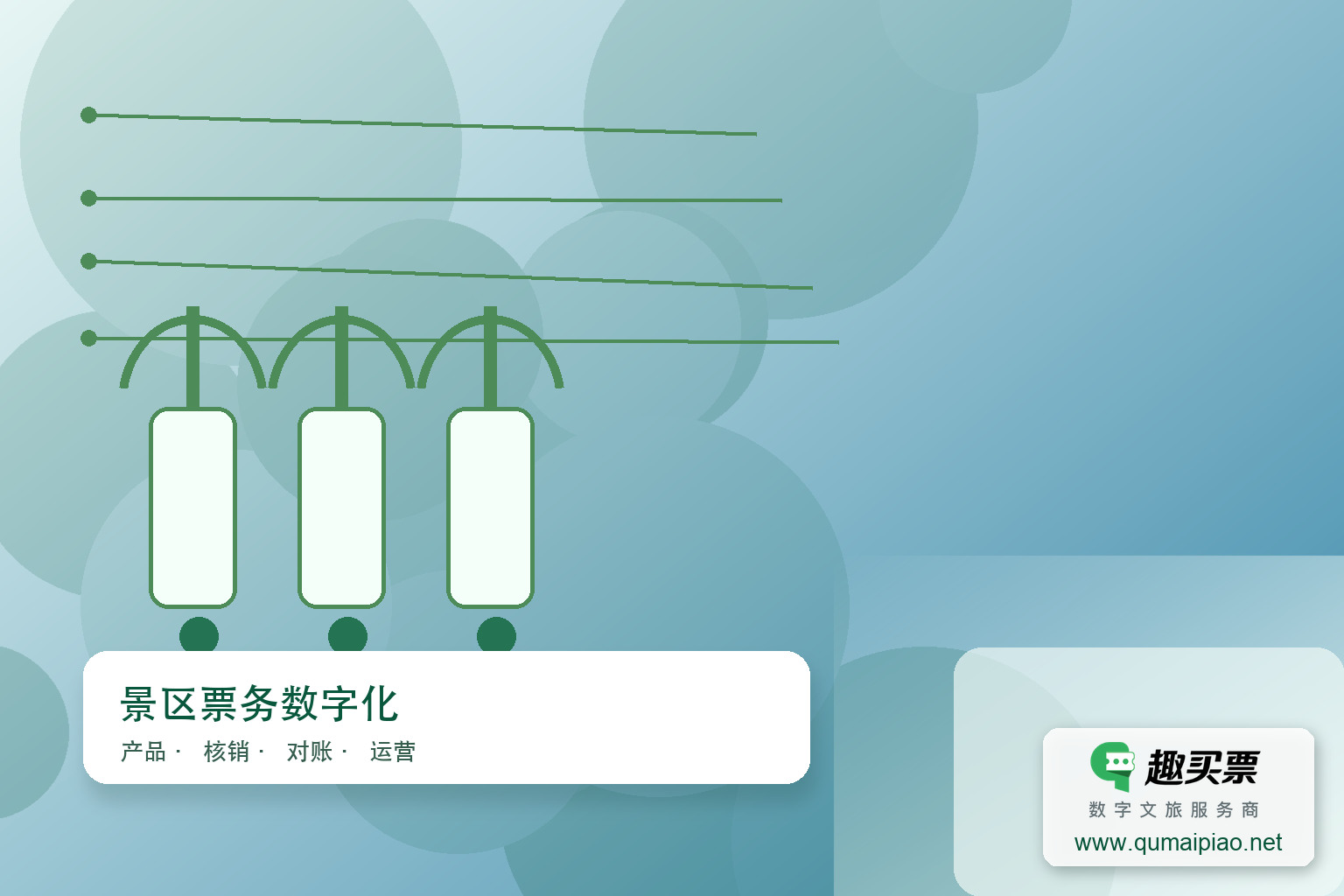 趣买票智慧系统提升景区服务与管理效率主题封面，右下角含趣买票标识与官网网址