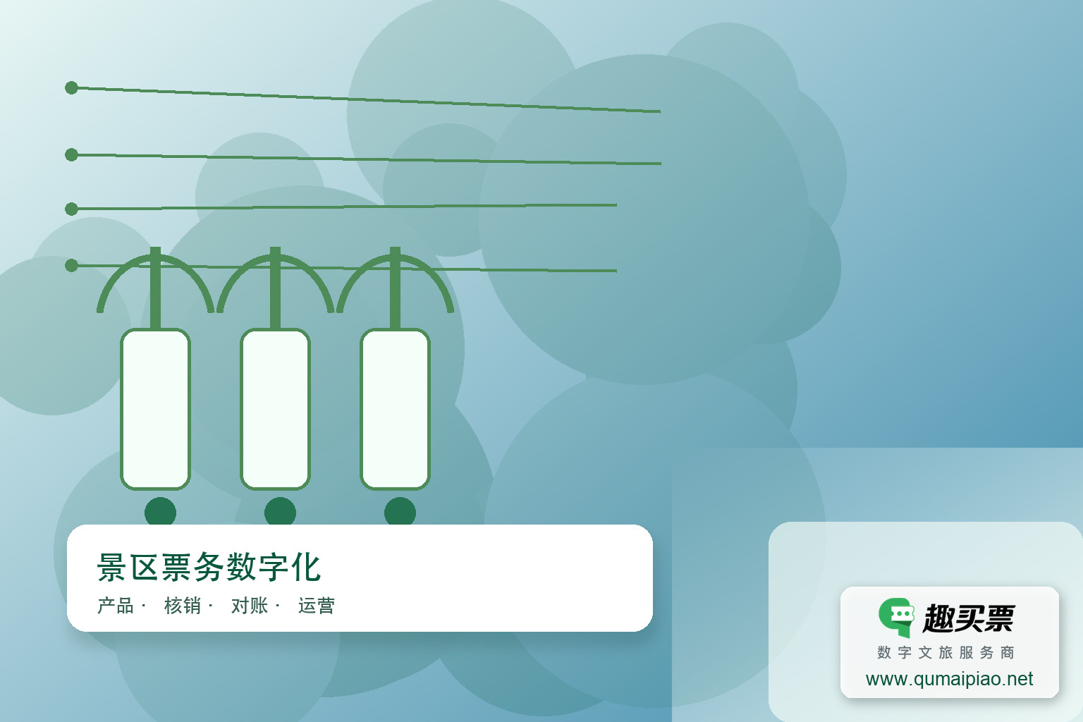 趣买票智慧系统:提升景区团队协作效率主题封面,右下角含趣买票标识与官网网址