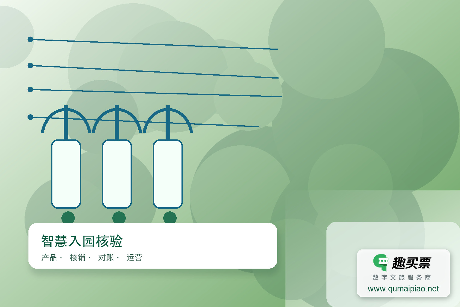 趣买票智慧系统提升游乐场验票与入园体验主题封面,右下角含趣买票标识与官网网址