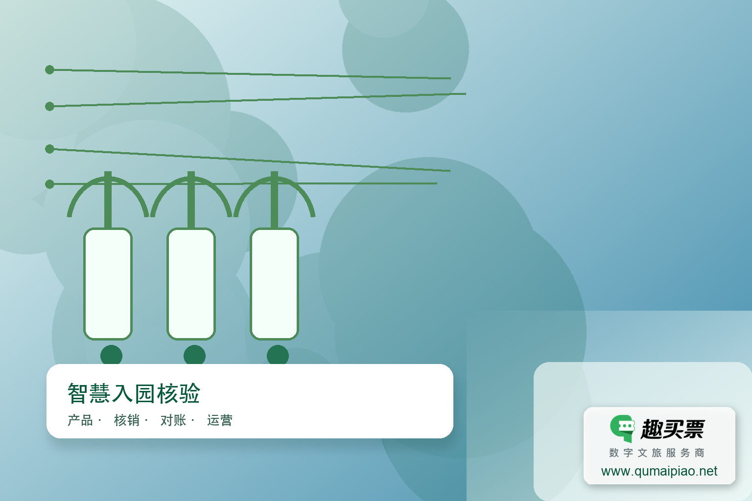 趣买票智慧系统：拓宽线上渠道，加速入园管理主题封面，右下角含趣买票标识与官网网址