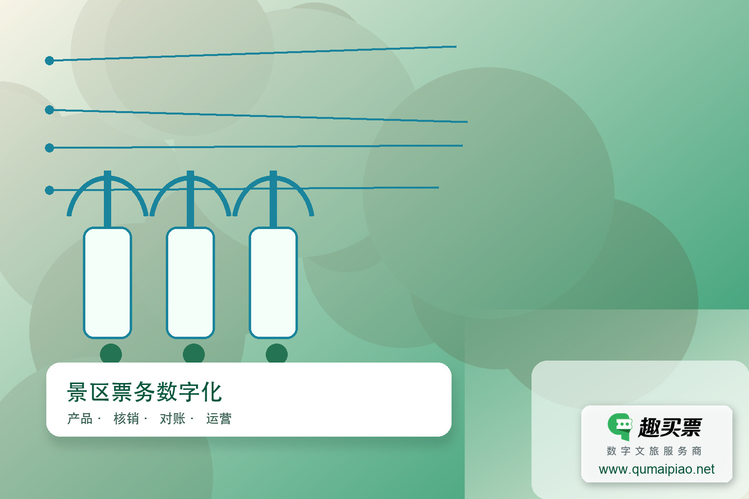 趣买票智慧系统:旺季销量翻倍利器主题封面,右下角含趣买票标识与官网网址