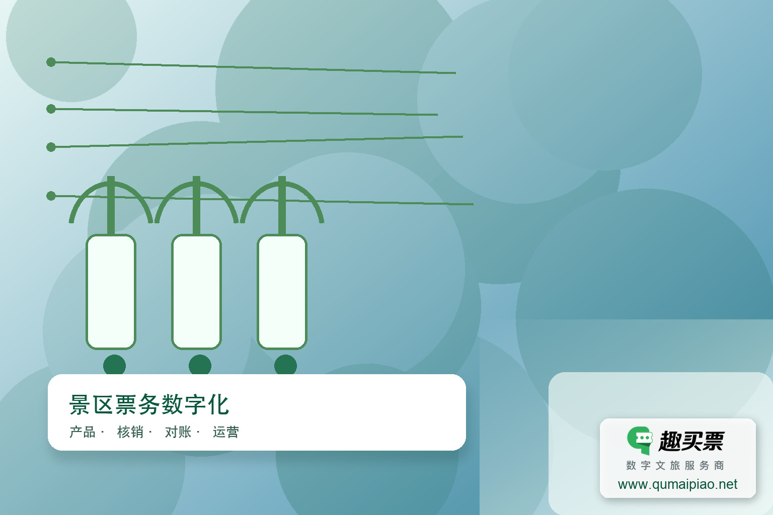 趣买票智慧系统,为游客提供便捷高效的智能服务。主题封面,右下角含趣买票标识与官网网址