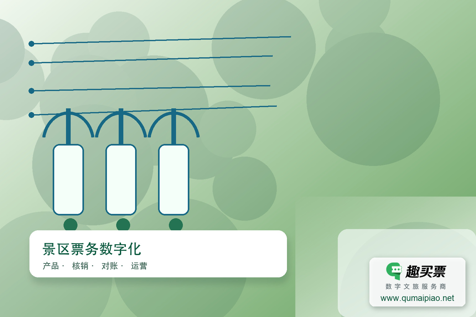 趣买票智慧系统：智能票务管理新体验主题封面，右下角含趣买票标识与官网网址