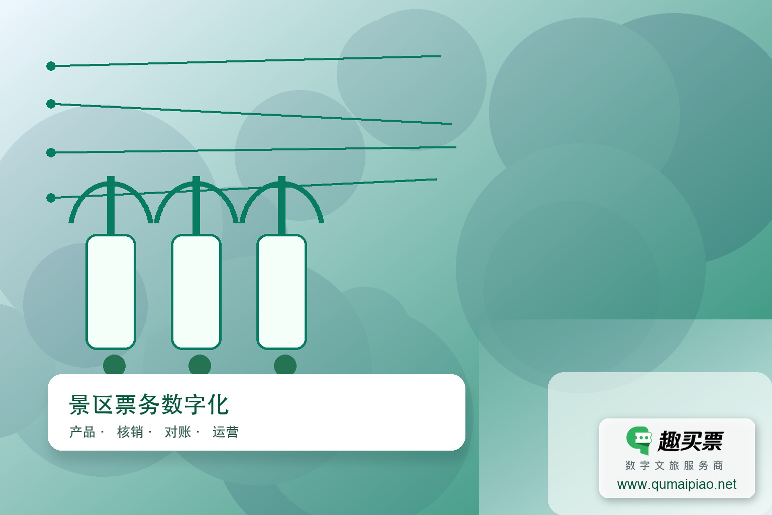趣买票智慧系统:智能收银,高效管理景区运营主题封面,右下角含趣买票标识与官网网址