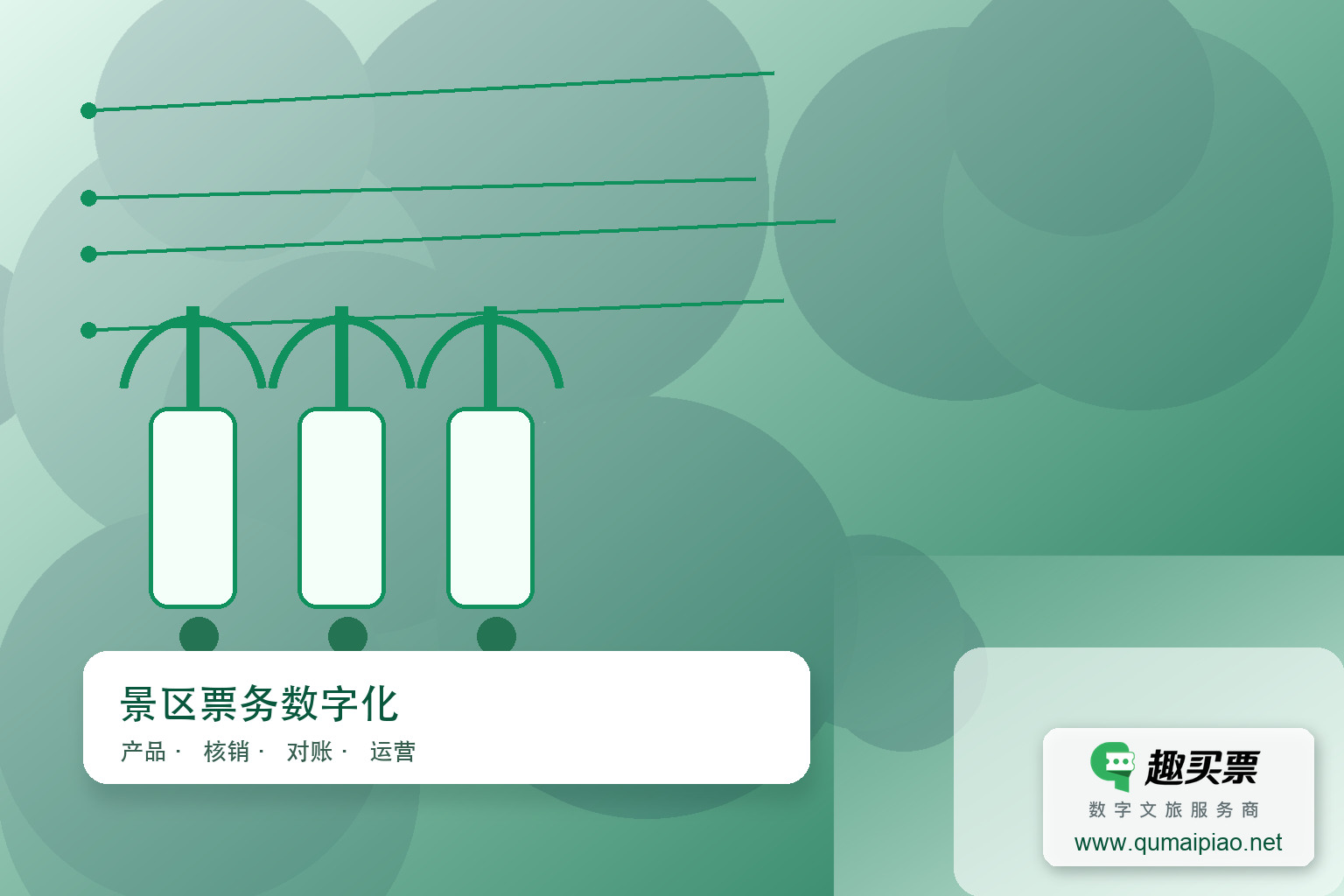 趣买票智慧系统，智能优化景区票务流程主题封面，右下角含趣买票标识与官网网址