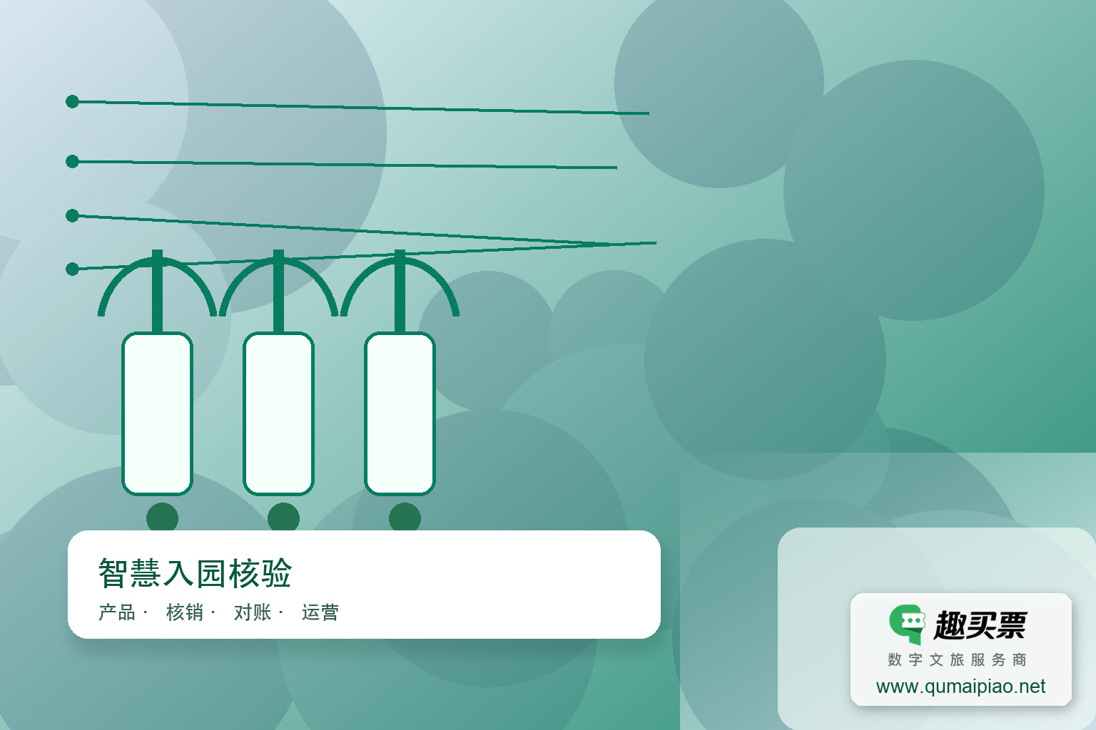 趣买票智慧系统助力景区智能入园管理主题封面，右下角含趣买票标识与官网网址