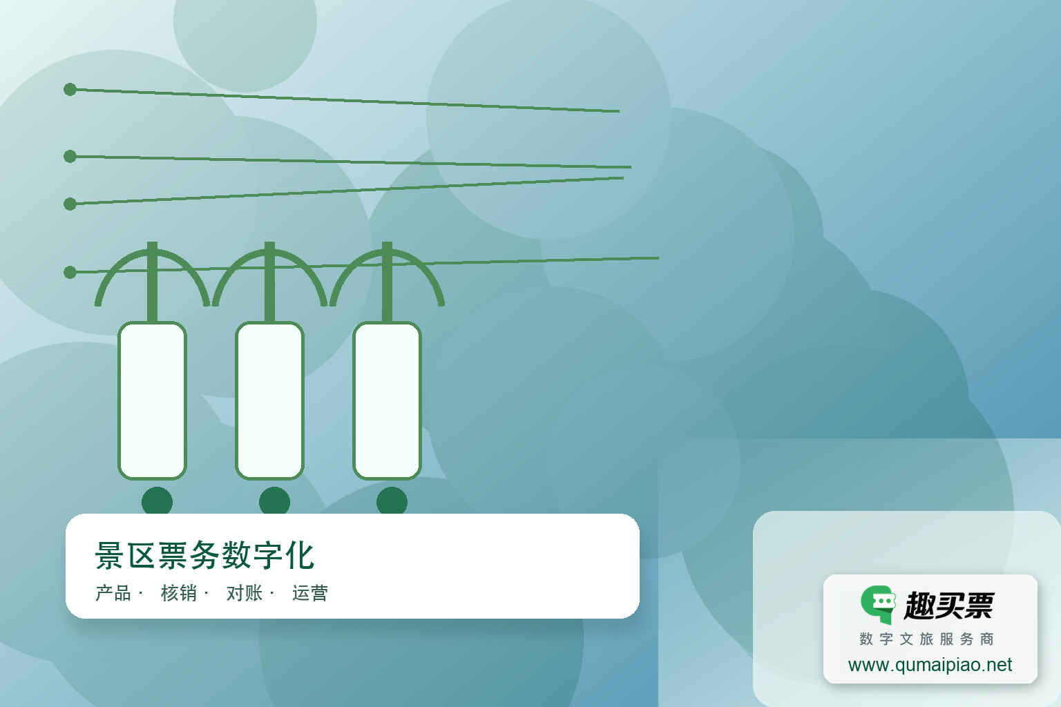 如何提升景区收入？趣买票智慧系统给你答案！主题封面，右下角含趣买票标识与官网网址