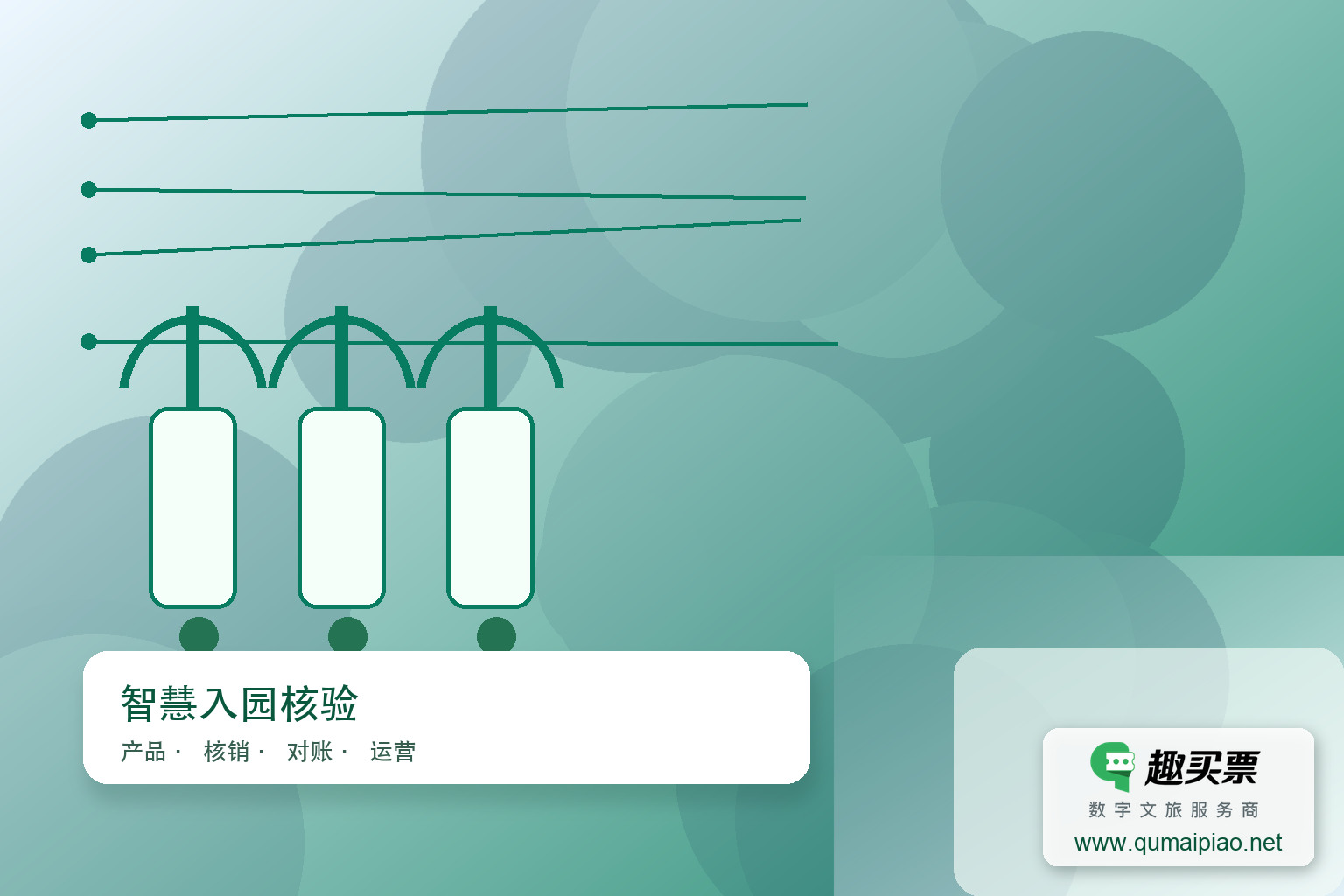 三辊闸机:高效安全,景区检票优选主题封面,右下角含趣买票标识与官网网址