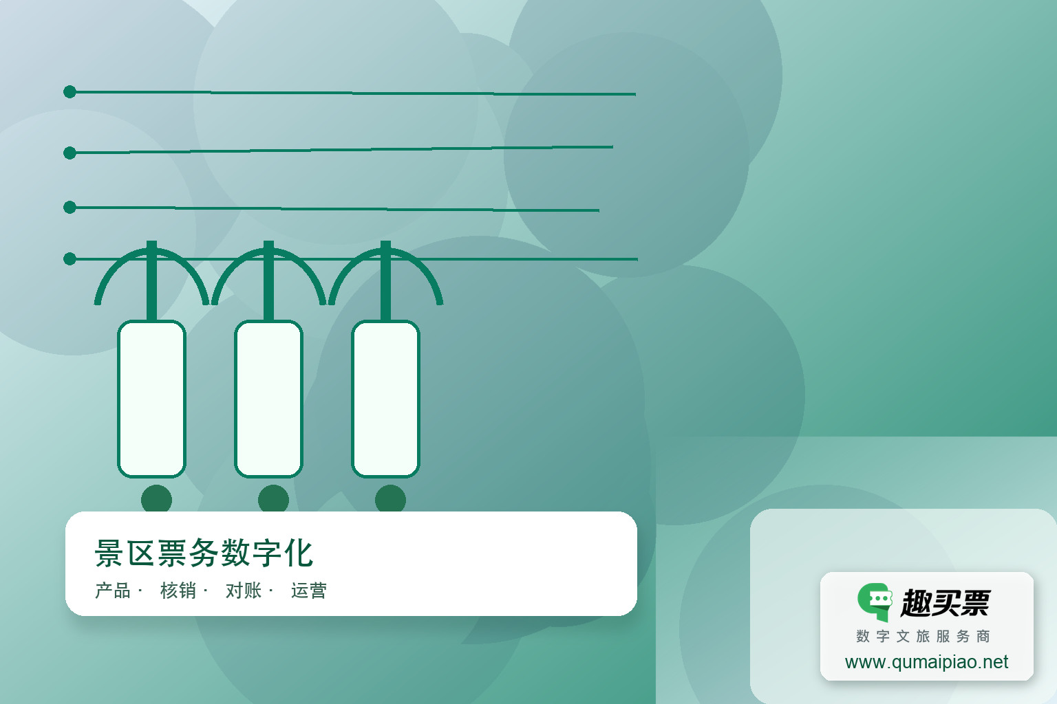 山水景区智慧升级，票务系统革新之路主题封面，右下角含趣买票标识与官网网址