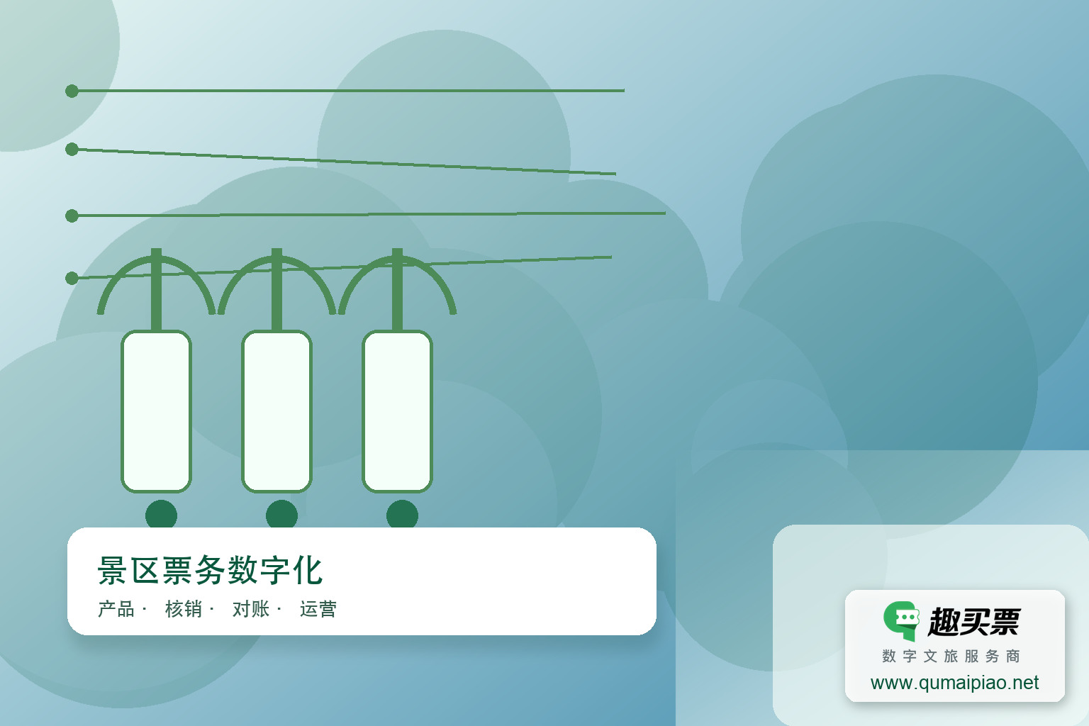 升级旅行社票务，趣买票智慧系统高效便捷主题封面，右下角含趣买票标识与官网网址