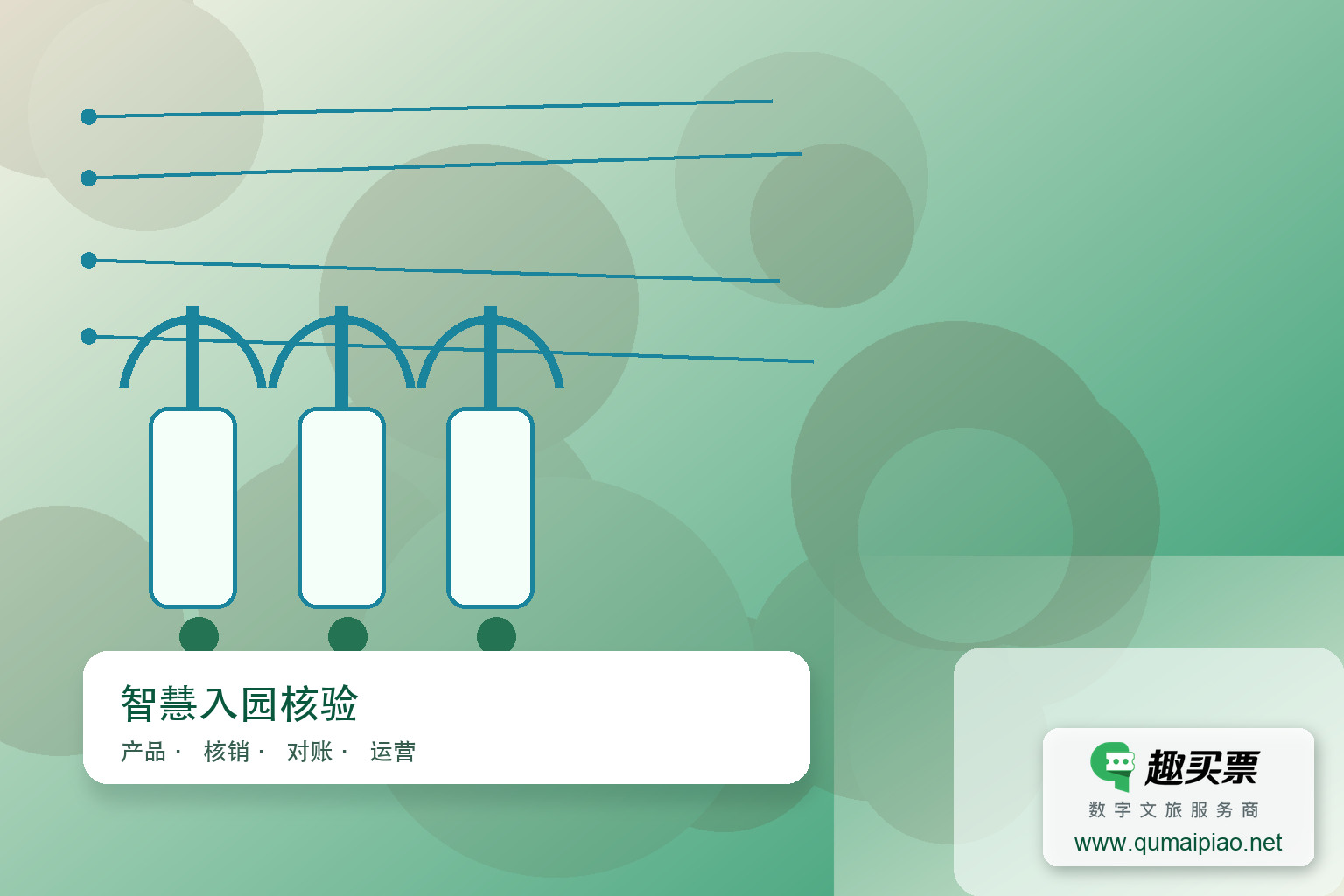 刷脸入园新潮流,趣买票智慧系统让管理更智能主题封面,右下角含趣买票标识与官网网址
