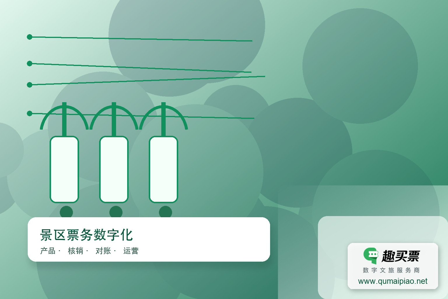 完善的趣买票智慧系统，推动旅游产业迈向新高度。主题封面，右下角含趣买票标识与官网网址