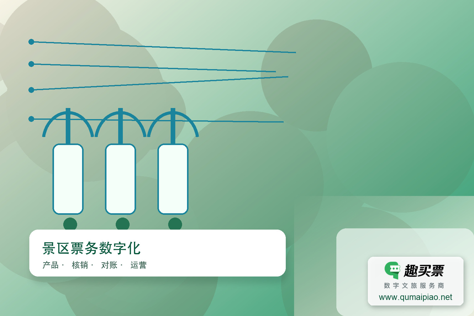微信票务小程序制作流程主题封面,右下角含趣买票标识与官网网址