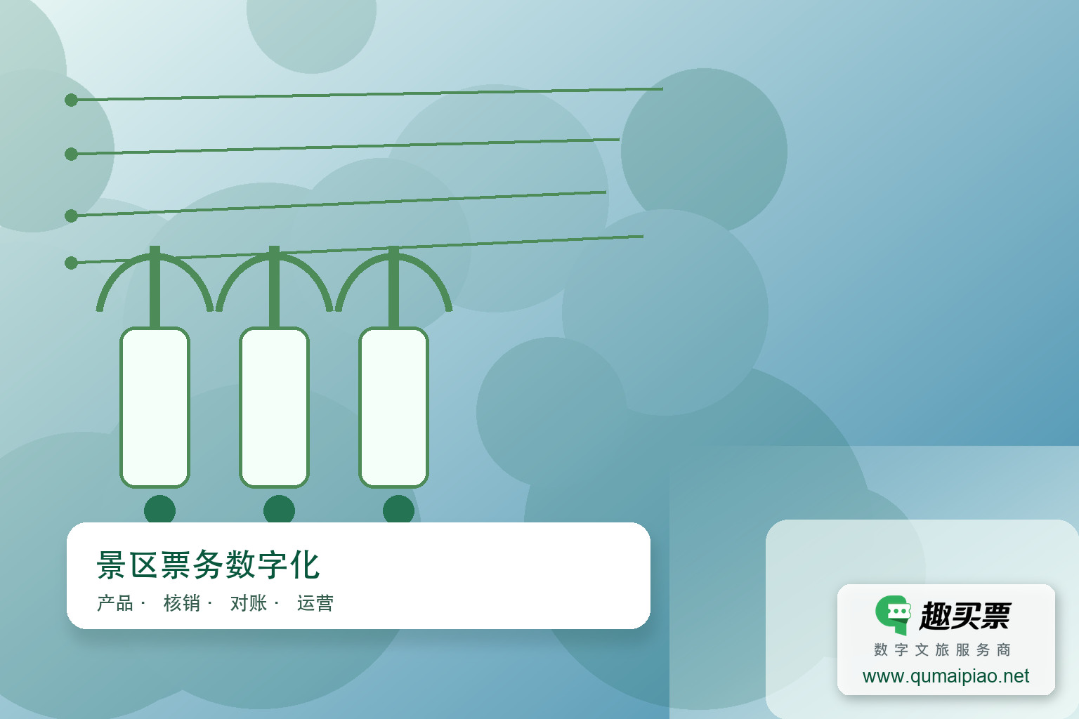 微信线上售票助景区增收，趣买票智慧系统赋能销售主题封面，右下角含趣买票标识与官网网址