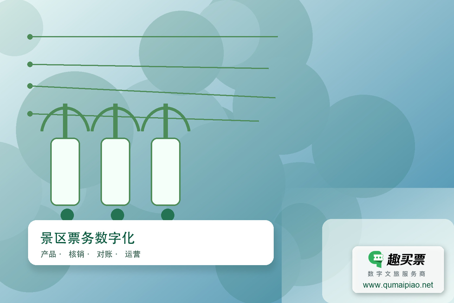 线上+线下融合，趣买票智慧系统O2O模式探索主题封面，右下角含趣买票标识与官网网址