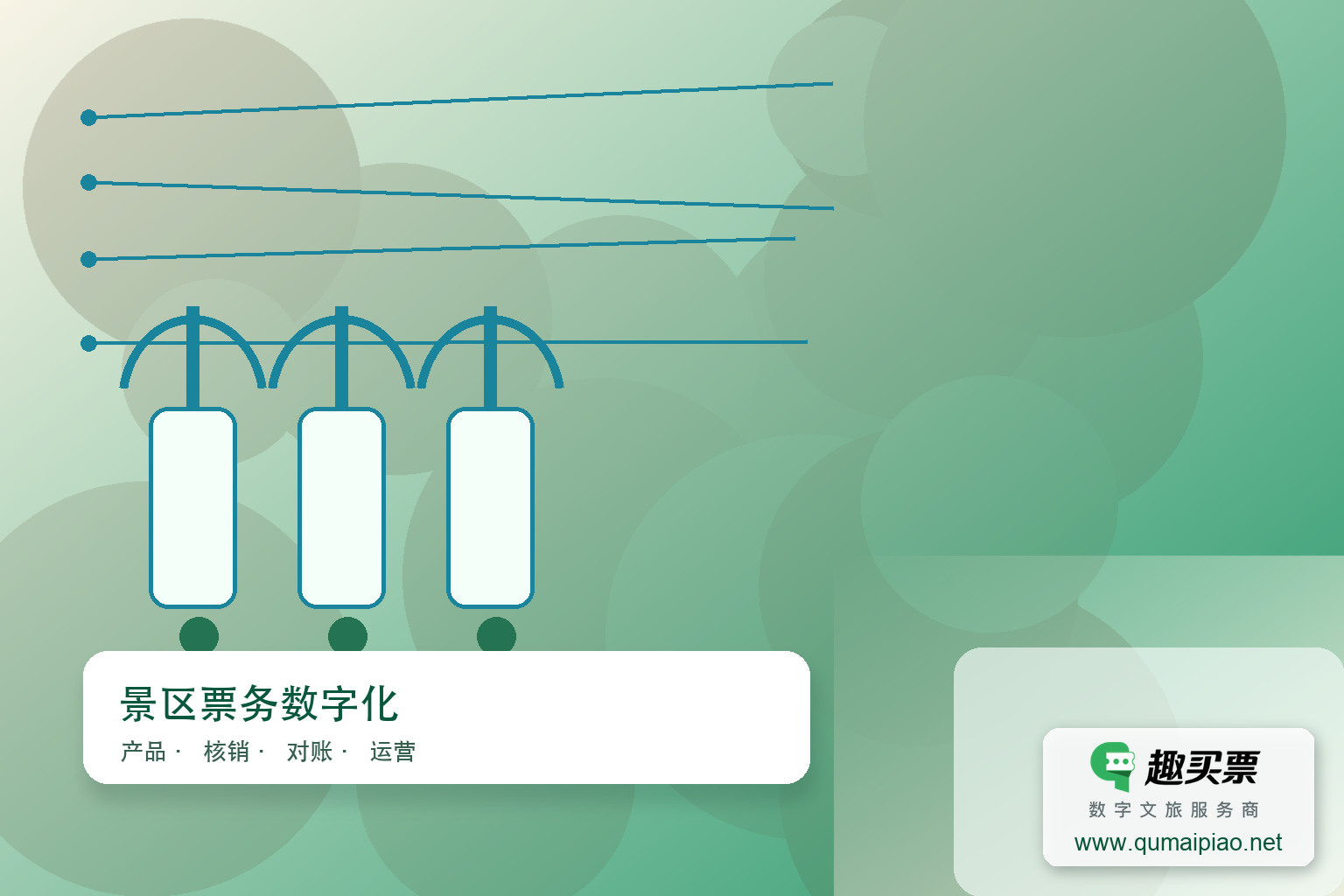 优化景区门票系统，实现智能化管理主题封面，右下角含趣买票标识与官网网址