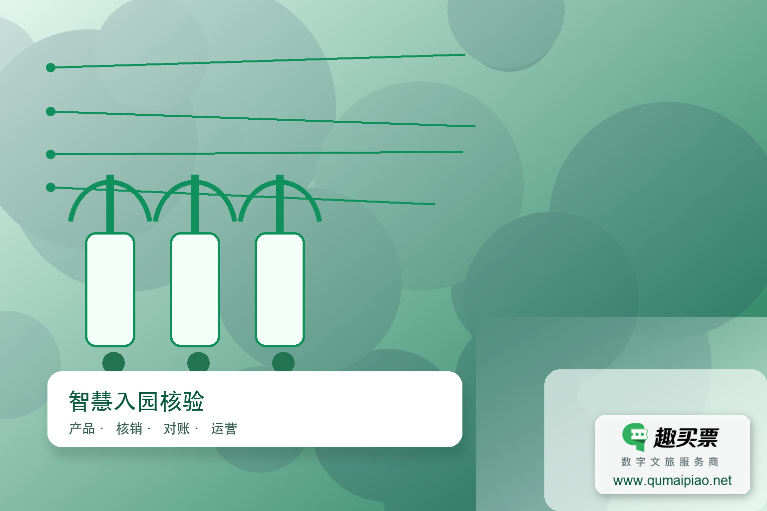 优化景区人工检票系统,采用趣买票智慧系统。主题封面,右下角含趣买票标识与官网网址