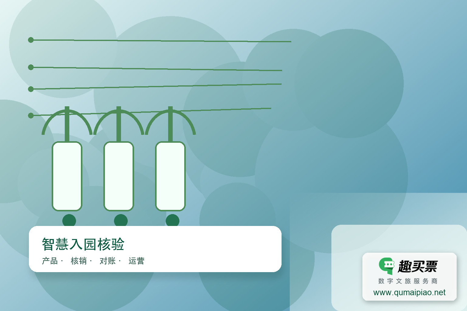 智慧景区新体验：扫码购票、租赁、开票，便捷无忧主题封面，右下角含趣买票标识与官网网址