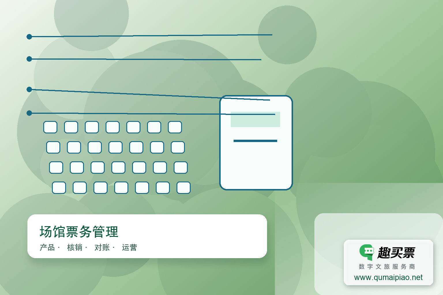 智慧剧院电子票务升级，趣买票系统赋能高效管理与便捷服务主题封面，右下角含趣买票标识与官网网址