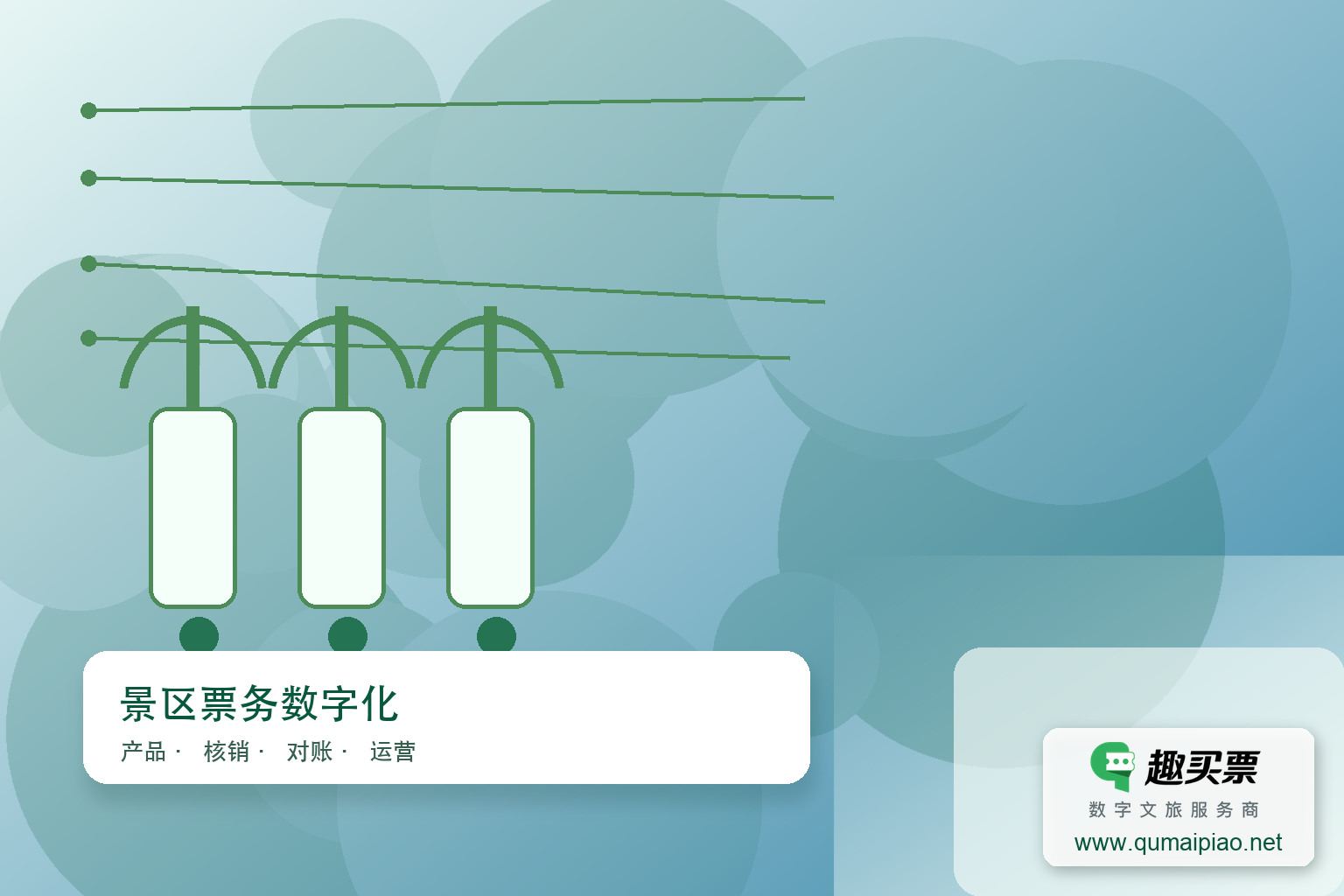 智慧票务，微信购票，便捷通行主题封面，右下角含趣买票标识与官网网址