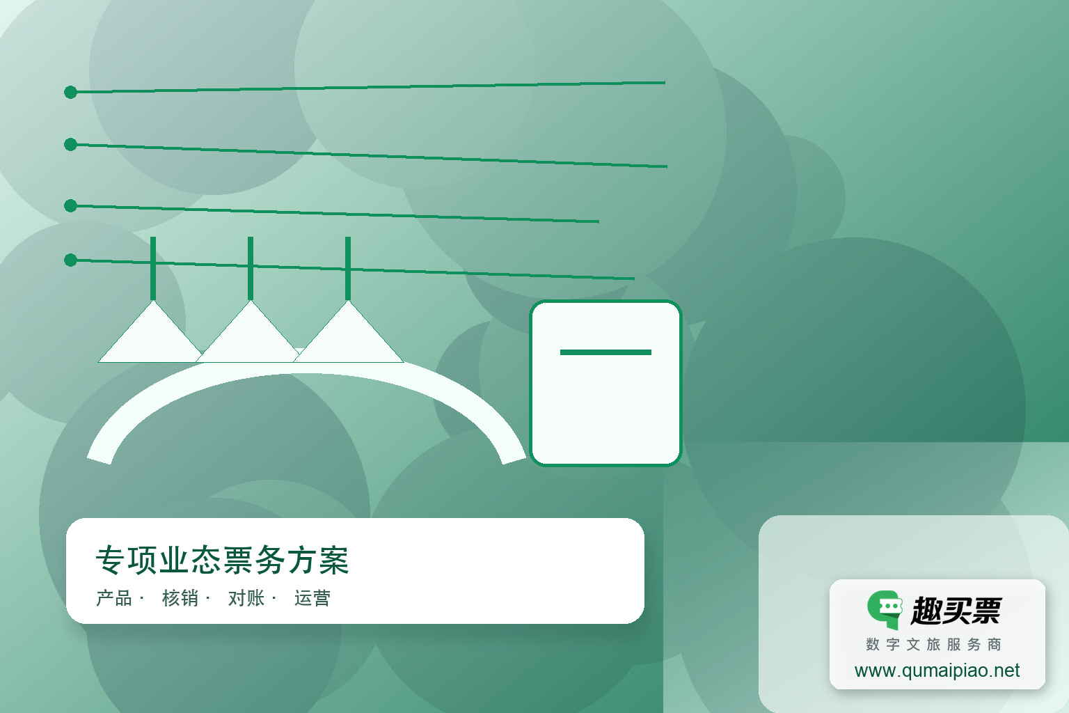 智慧票务系统,杜绝游乐园财务漏洞主题封面,右下角含趣买票标识与官网网址