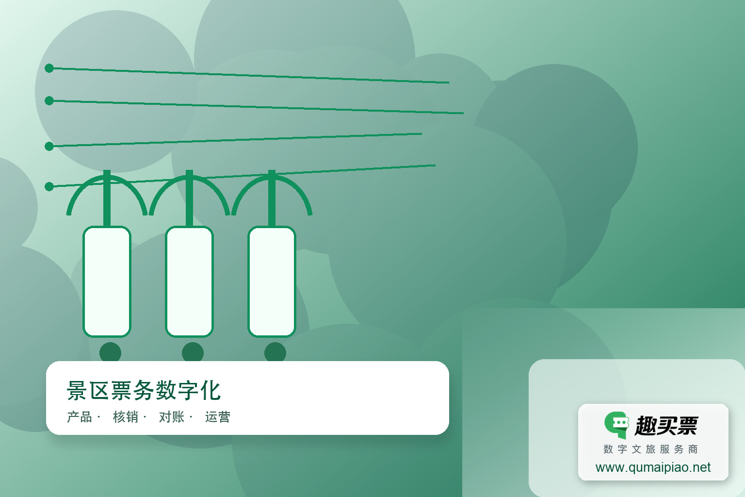 智慧票务系统:智能高效,提升体验主题封面,右下角含趣买票标识与官网网址
