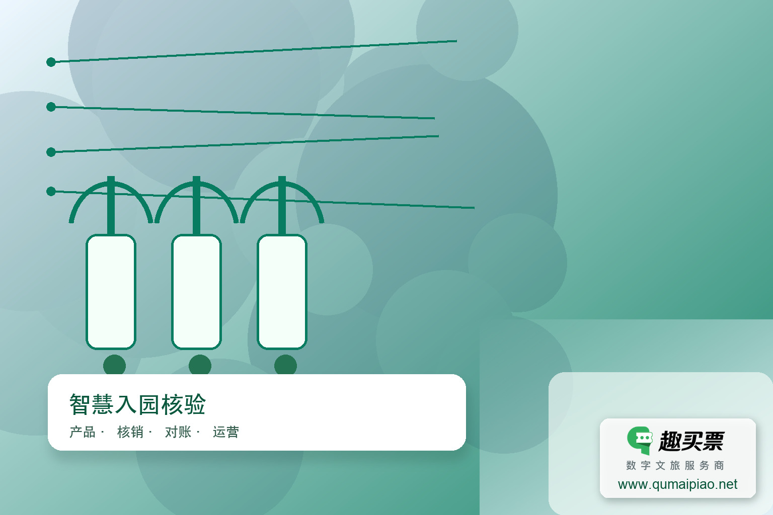智能闸机优化景区体验，提升信息化水平主题封面，右下角含趣买票标识与官网网址